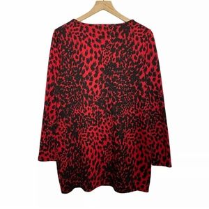 MICHAEL Michael Kors Zip Shoulder Leopard Mini Shift Dress Red Womens L Large